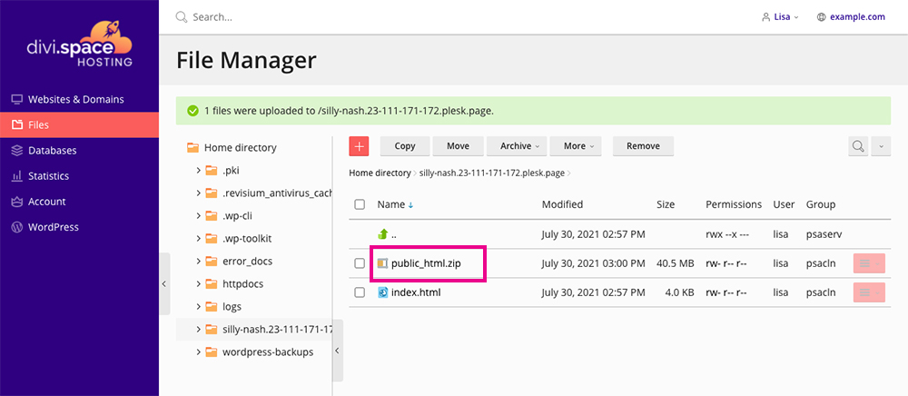 Migrate Divi Space file manager