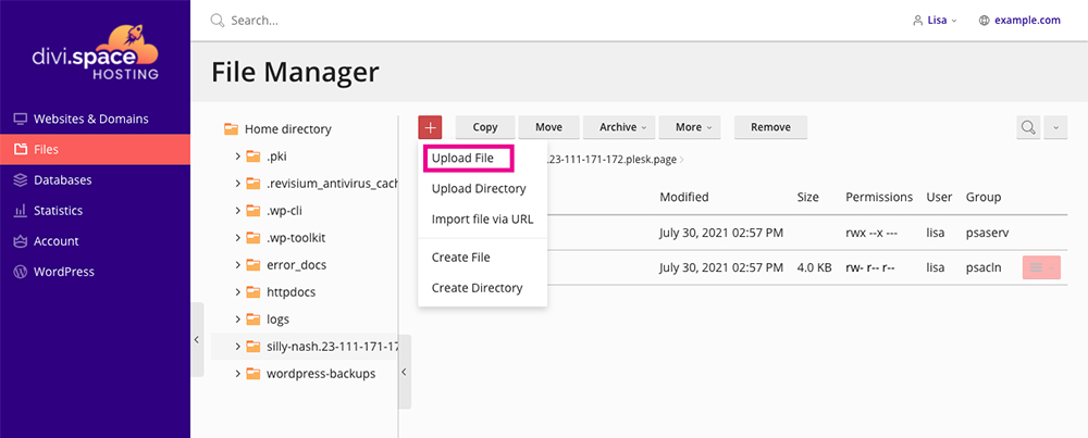 Migrate Divi Space file manager