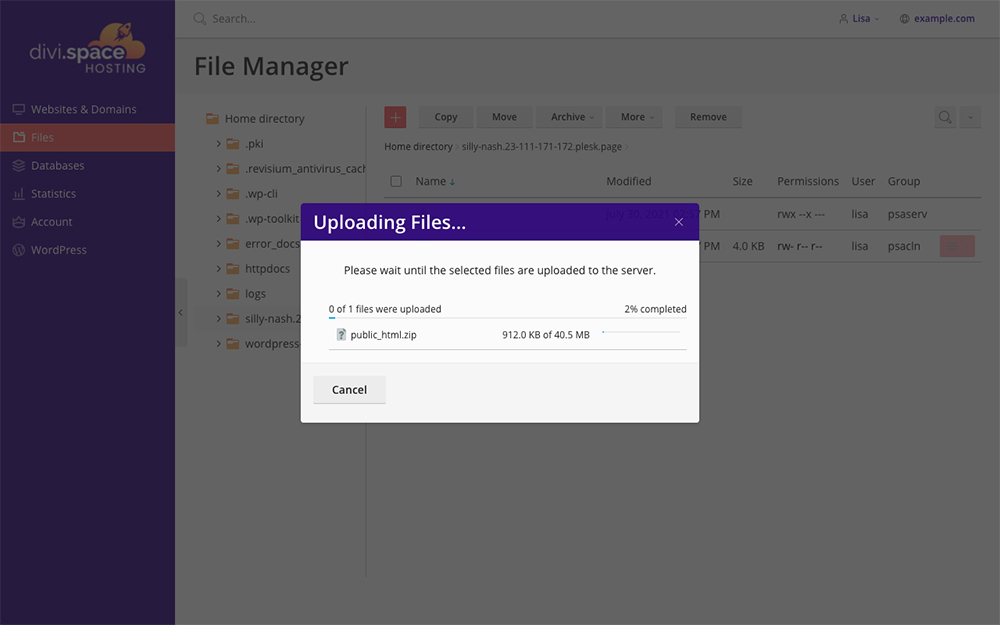 Migrate Divi Space file manager