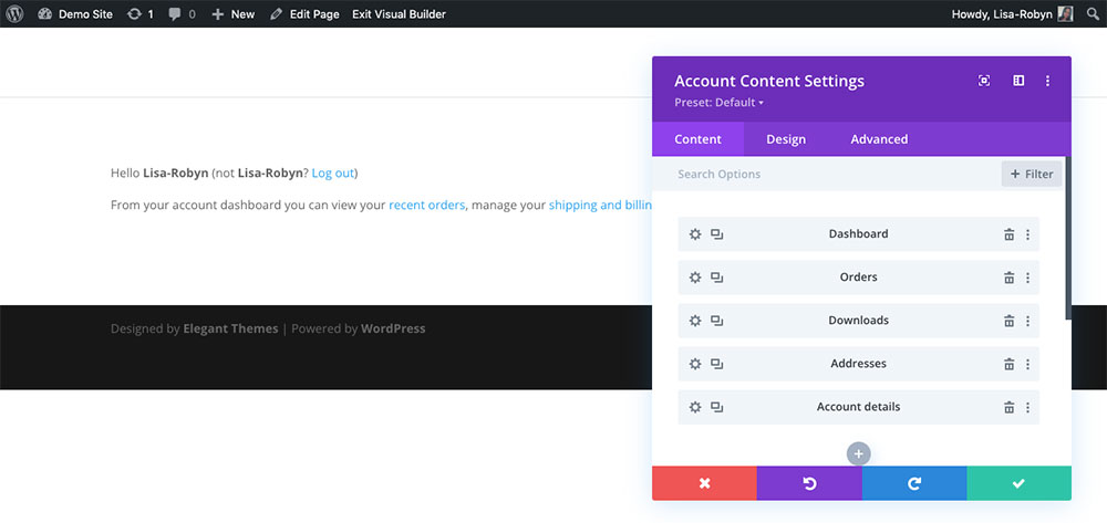 Customize WooCommerce My Account Page with the Divi Shop Builder