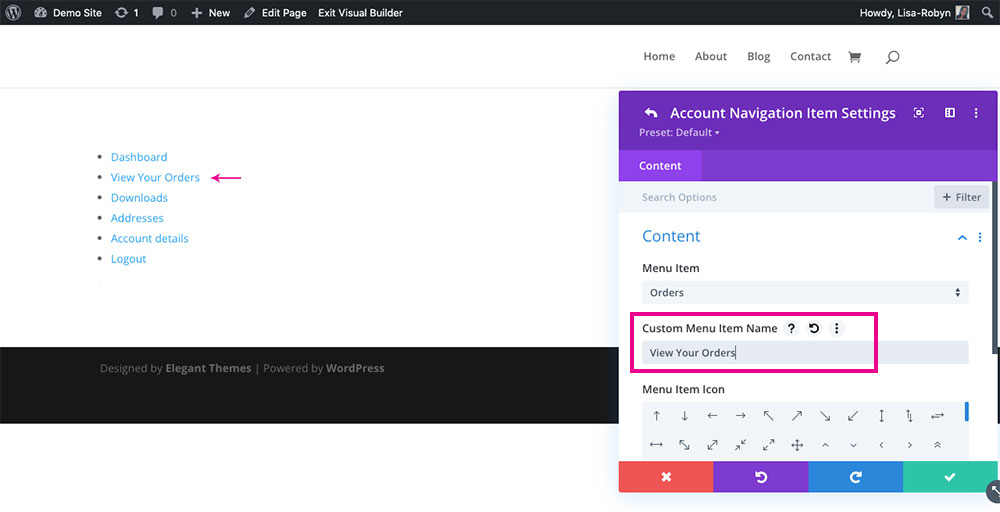 Customize WooCommerce My Account Page with the Divi Shop Builder