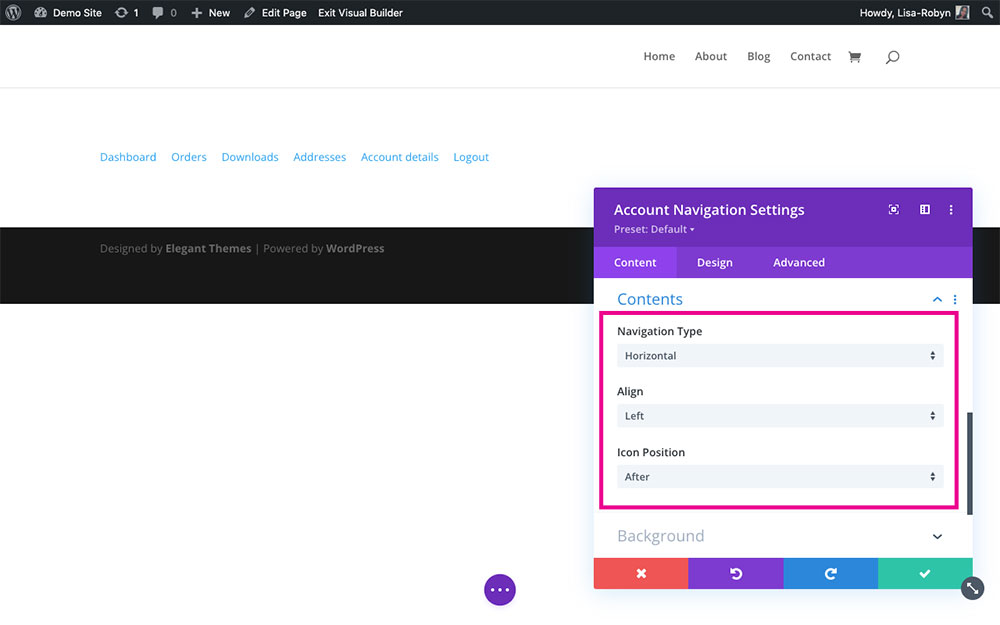 Customize WooCommerce My Account Page with the Divi Shop Builder