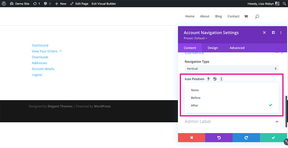 Customize WooCommerce My Account Page with the Divi Shop Builder