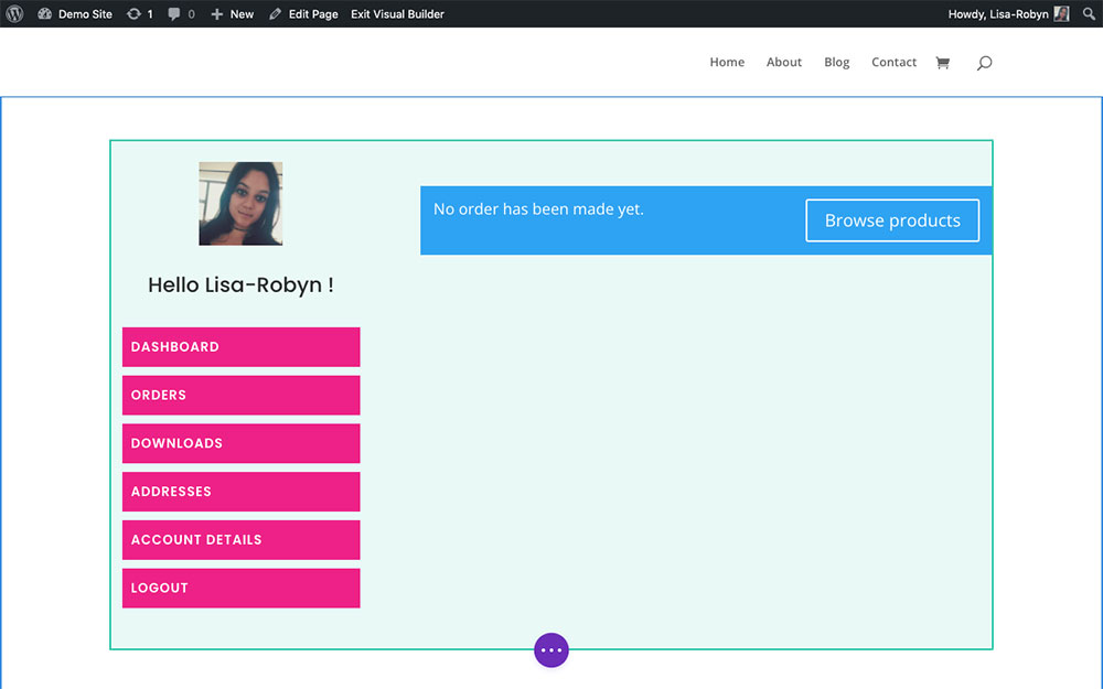 Customize WooCommerce My Account Page with the Divi Shop Builder