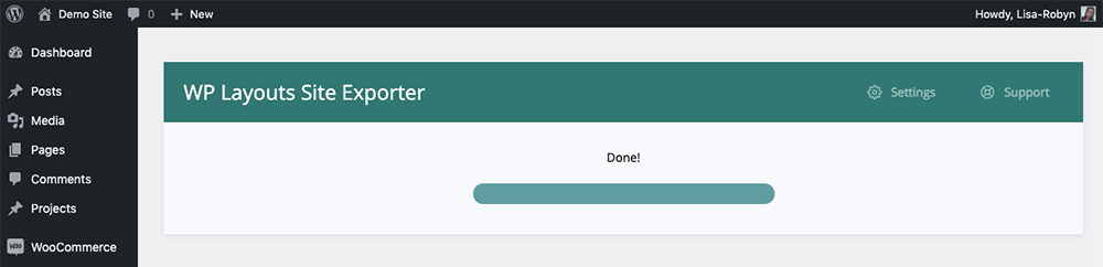 WP Layouts Export Complete
