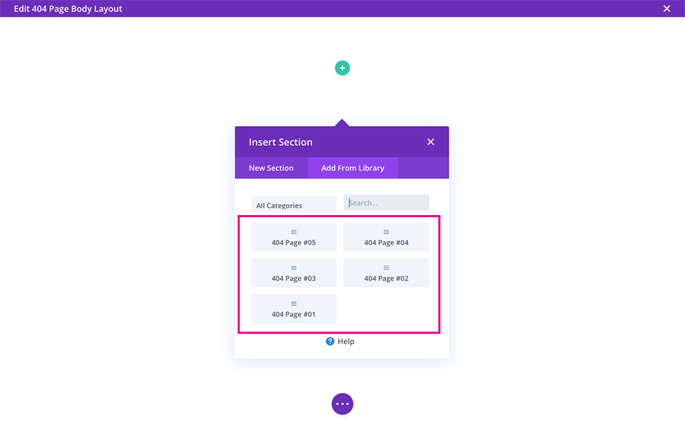 Divi Space Free Divi 404 Page Layouts in Divi Library