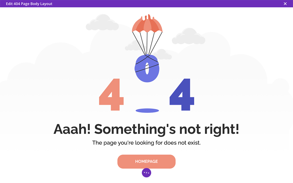 Divi Theme Builder creating custom Divi 404 page with WP Layouts