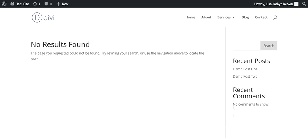 Divi Theme Default 404 Error Page