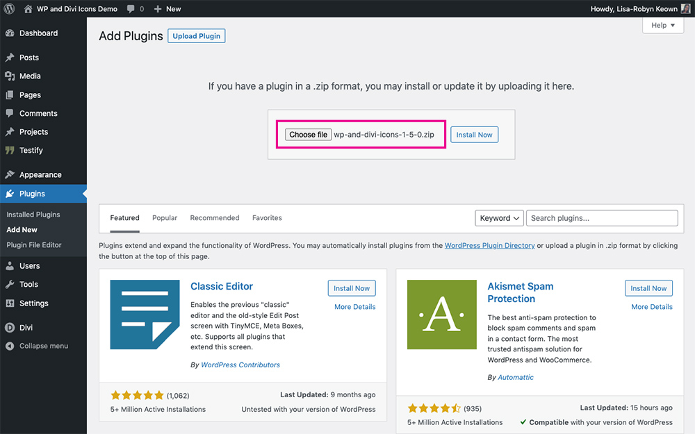 Install WordPress plugin