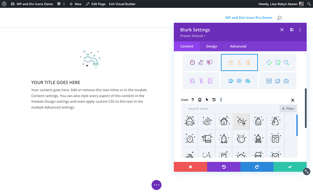 WP and Divi Icons Pro Multicolor Icons Cleaning Icon Pack