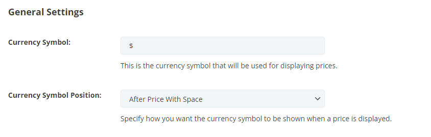 payment module for divi general settings Screenshot of the General Settings section of the Simple Payment Module for Divi plugin settings