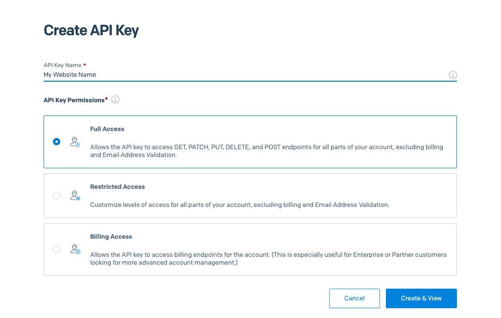 Create SendGrid API key