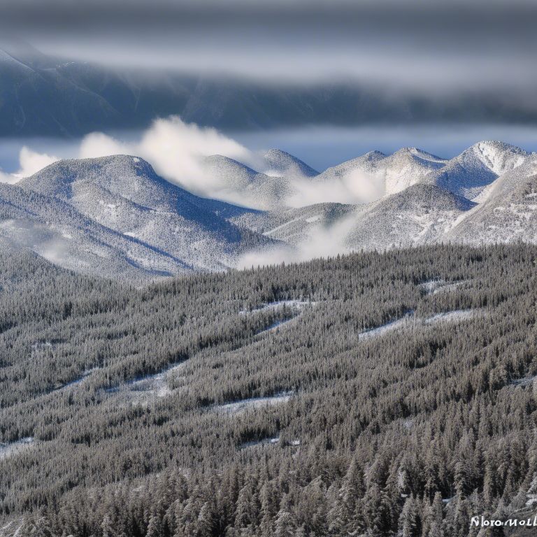 Example image generated by AI Image Lab without prompt weighting, featuring snowy mountains with some clouds