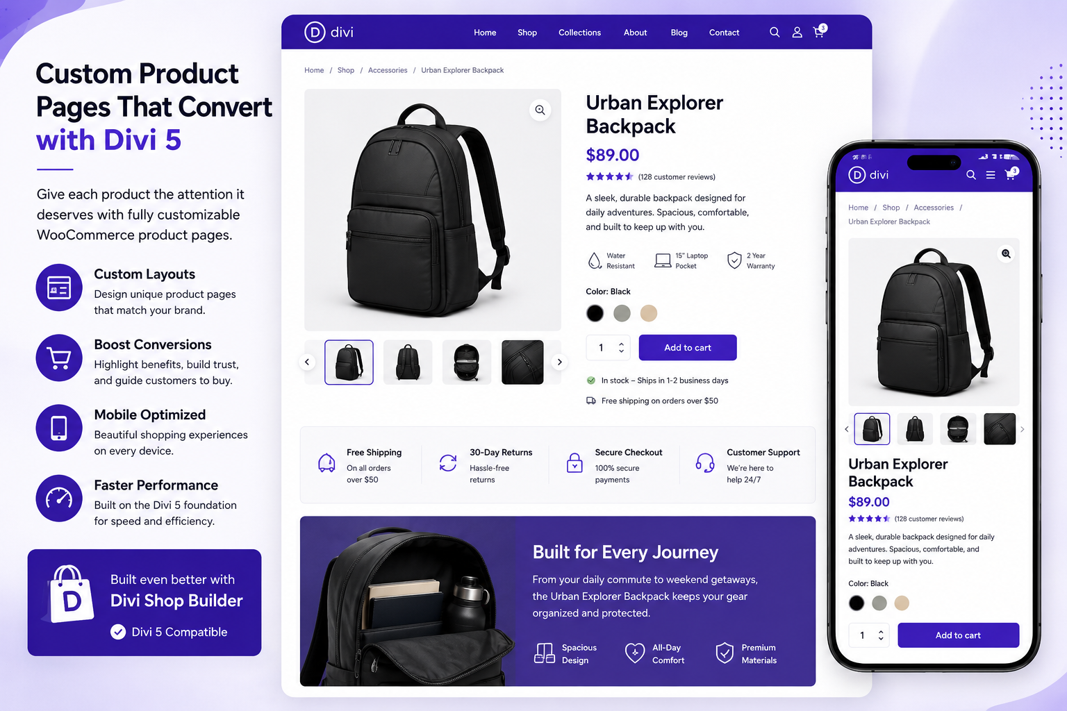 Custom WooCommerce product page design with Divi 5