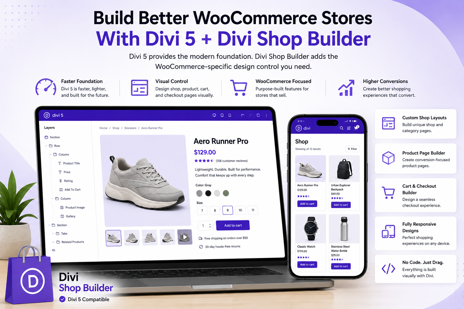 Divi Shop Builder and Divi 5 WooCommerce design system