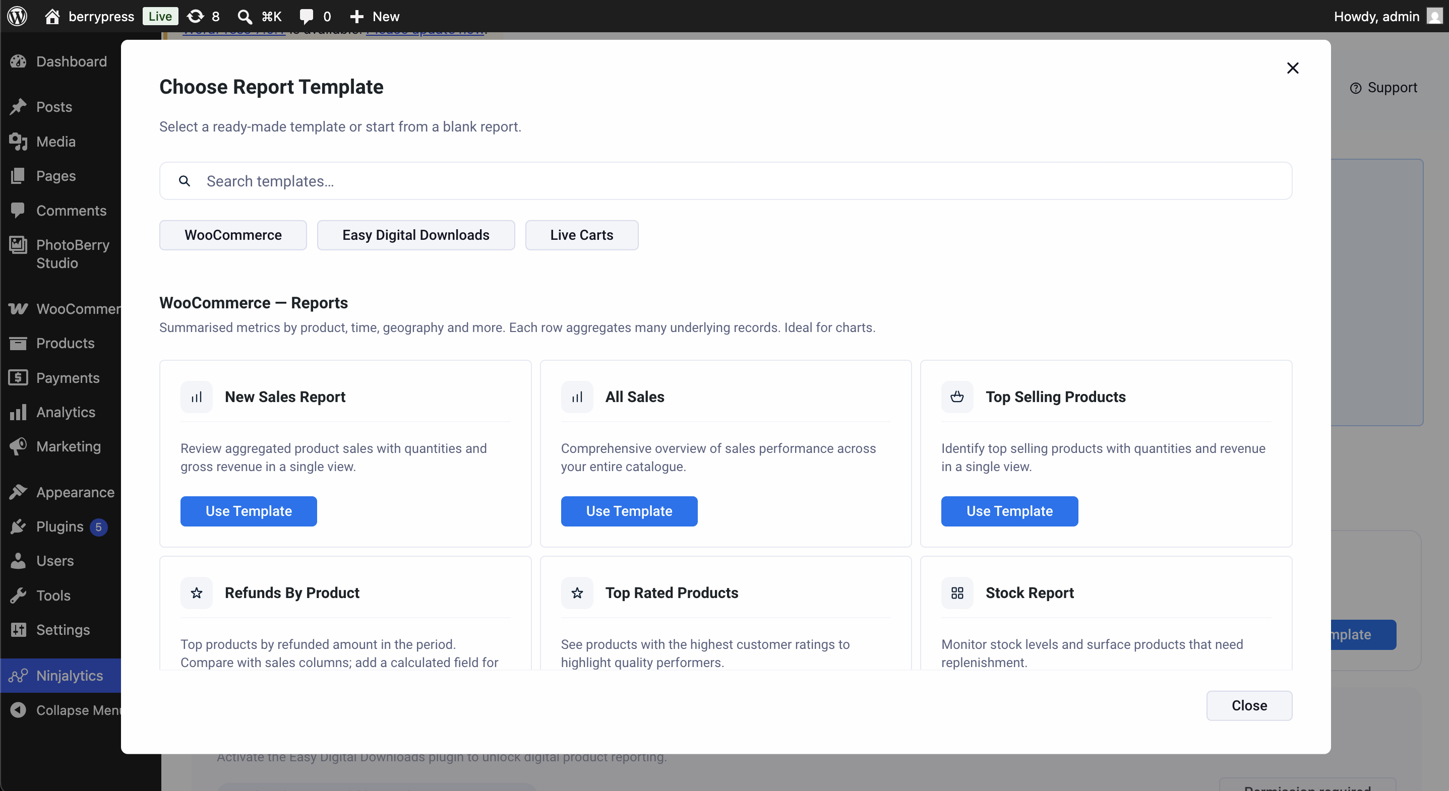 Ninjalytics report templates